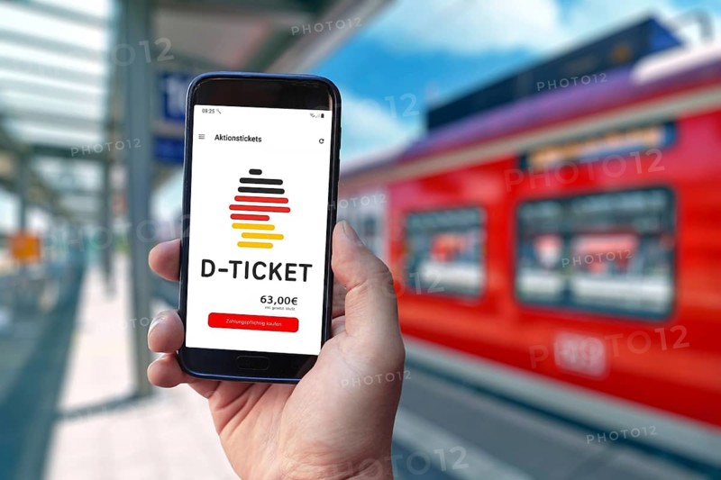 Germany - September 2025: Mobile app for called 'Deutschlandticket' for public transportation in Germany with new raised price of 63 Euro