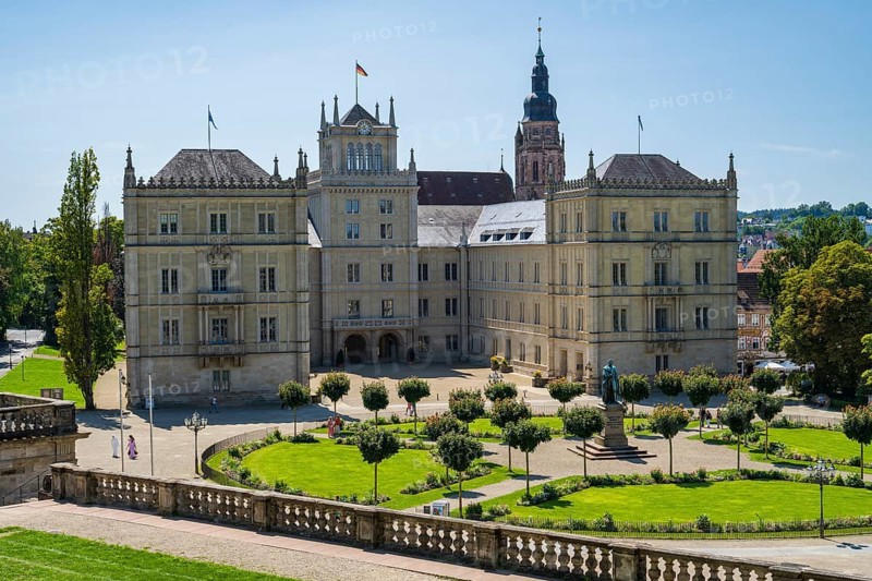 Castle park at Ehrenburg Castle, Coburg, Upper Franconia, Franconia, Bavaria, Germany