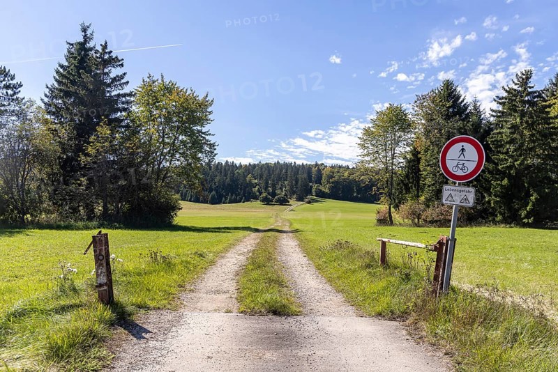 Danger to life from unexploded ordnance in the Swabian Alb biosphere reserve. Landscape of the Alb in autumn. An important component is the former military training area in Münsingen, which is located in the centre of the reserve. The 85, 270-hectare biosphere reserve was established by the state of Baden-Württemberg in 2008. It has been a UNESCO biosphere reserve since 2009. Münsingen, Baden-Württemberg, Germany
