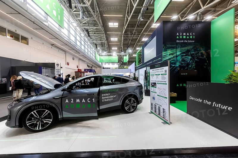 Exhibition stand A2MAC1. IAA MOBILITY in Munich. The motor show presents itself as a holistic mobility trade fair. Cars continue to take centre stage, however, and Chinese manufacturers are gaining ground. Munich, Bavaria, Germany