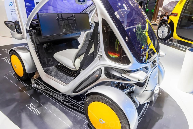 Beastie Mini from the Chinese company PIX Moving. The compact electric vehicle has a one-piece 3D-printed unibody chassis. IAA MOBILITY in Munich. The motor show presents itself as a holistic mobility trade fair. Cars continue to take centre stage, however, with Chinese manufacturers gaining ground. Munich, Bavaria, Germany