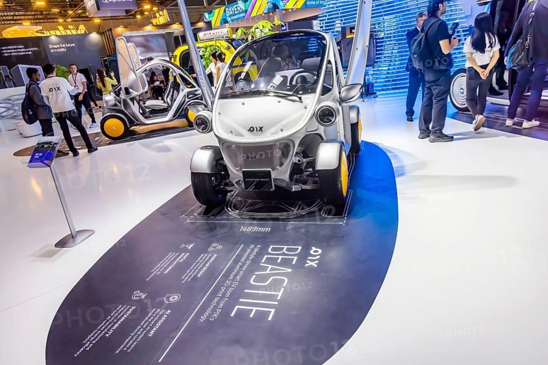 Beastie Mini from the Chinese company PIX Moving. The compact electric vehicle has a one-piece 3D-printed unibody chassis. IAA MOBILITY in Munich. The motor show presents itself as a holistic mobility trade fair. Cars continue to take centre stage, however, with Chinese manufacturers gaining ground. Munich, Bavaria, Germany