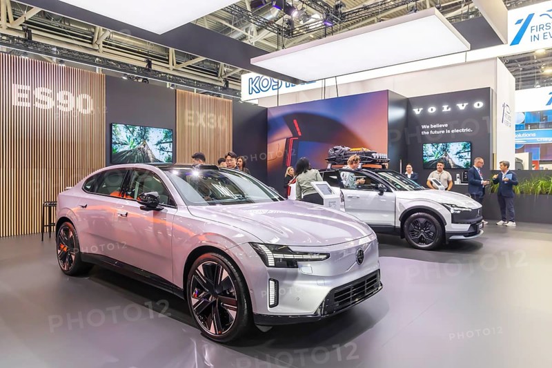 Volvo exhibition stand. IAA MOBILITY in Munich. The motor show presents itself as a holistic mobility trade fair. Cars continue to take centre stage, however, and Chinese manufacturers are gaining ground. Munich, Bavaria, Germany