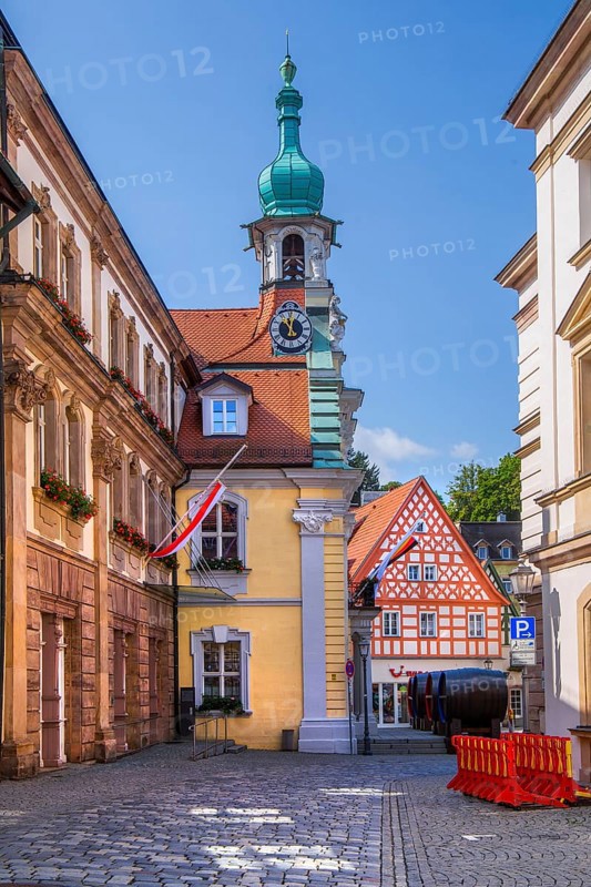 Historic town hall in the old town centre, beer town Kulmbach, Maintal, Upper Franconia, Franconia, Bavaria, Germany
