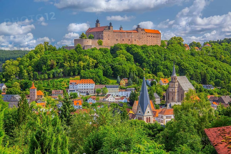 Old town view with the Plassenburg, beer town Kulmbach, Maintal, Upper Franconia, Franconia, Bavaria, Germany