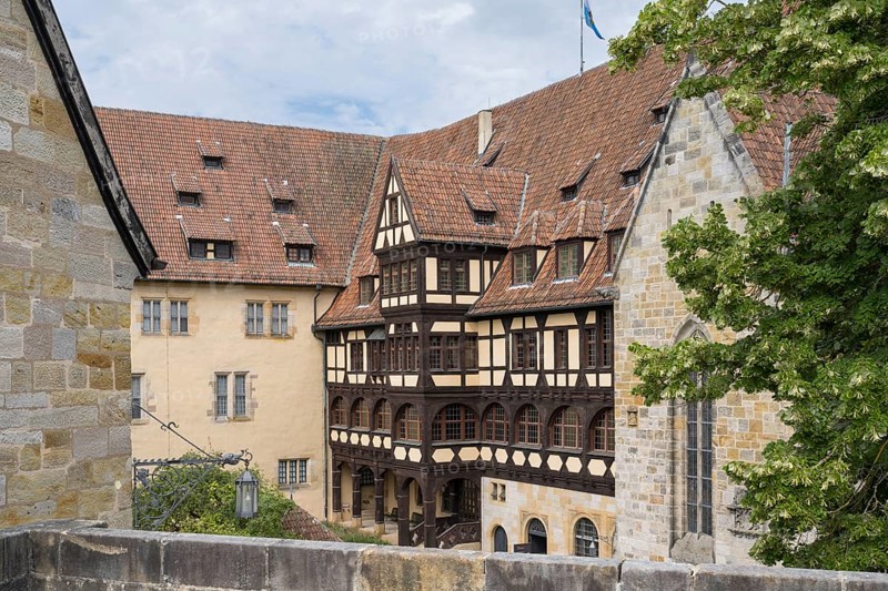 Luther Chapel and Fürstenbau, Veste Coburg, inner courtyard, Coburg, Upper Franconia, Franconia, Bavaria, Germany