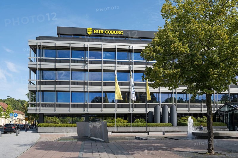 HUK-Coburg, insurance, commercial building with logo, Coburg, Upper Franconia, Franconia, Bavaria, Germany