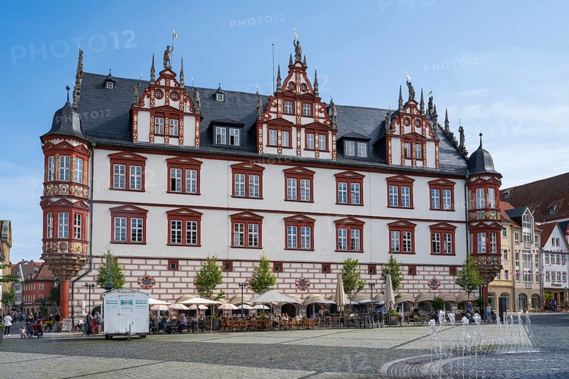 Town house on the market square, late Renaissance, Coburg, Upper Franconia, Franconia, Bavaria, Germany