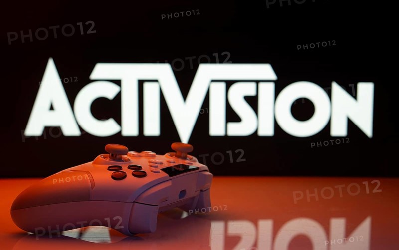 Dhaka, Bangladesh- 23 Sep 2025: Game controller in front of Activision logo on a background