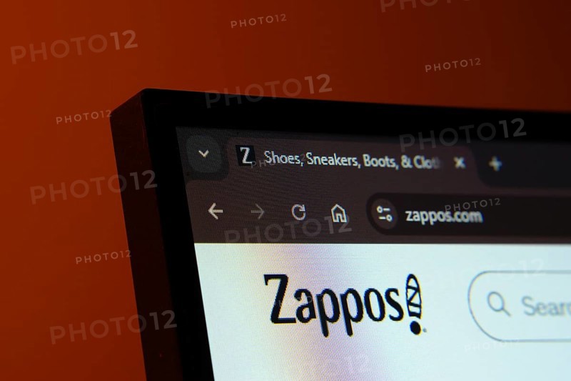 Dhaka, Bangladesh- 02 June 2025: Close-up of a computer screen displaying the Zappos web interface in dark mode