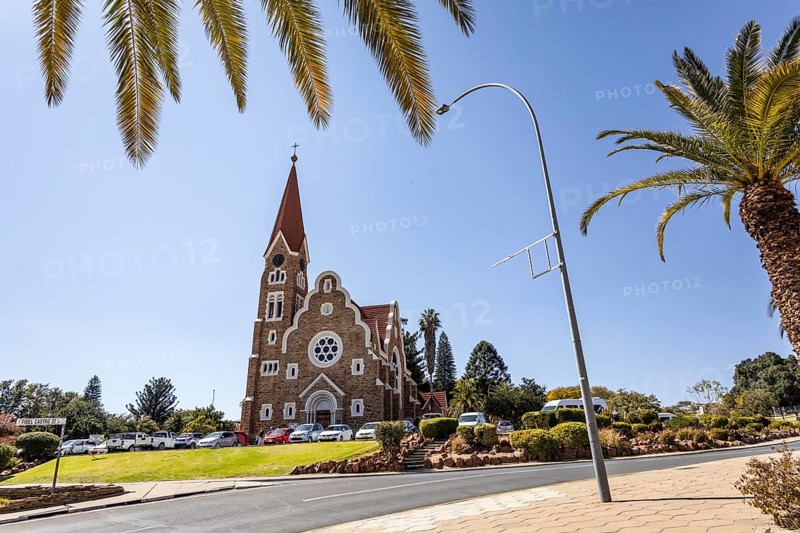 Christuskirche is a historic Lutheran church built between 1907 and 1910 during the German colonial period, Windhoek, Namibia