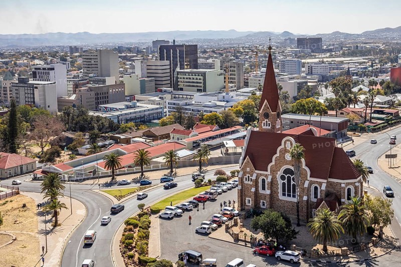Christuskirche is a historic Lutheran church built between 1907 and 1910 during the German colonial period, Windhoek, Namibia