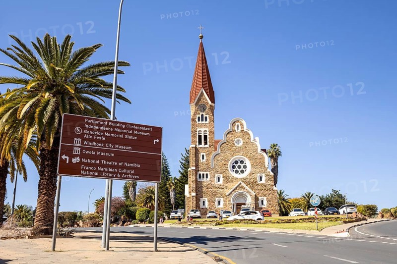 Christuskirche is a historic Lutheran church built between 1907 and 1910 during the German colonial period, Windhoek, Namibia
