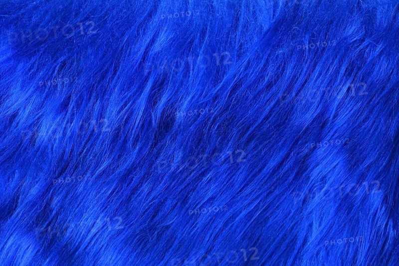Close up of bright blue synthetic fake fur
