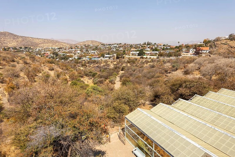 A panoramic view of Windhoek, Namibia, from the National Botanic Garden, and Desert Plants house