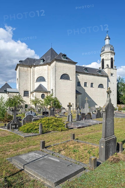 18th century Neo-classical abbey church and cemetery at Abdij van Vlierbeek, former Benedictine abbey, Kessel-Lo near Leuven, Flemish Brabant, Belgium