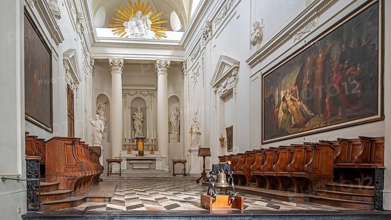 Altar and choir stalls of the Church of Our Lady at Abdij van Vlierbeek, former Benedictine abbey at Kessel-Lo near Leuven, Flemish Brabant, Belgium