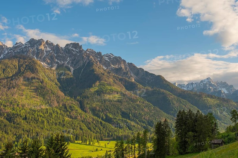 View of part of the local mountains of Innichen, Haunold, Birkenkofel, Haunold group, Pustertal, Sexten Dolomites, Dolomites, South Tyrol, Italy