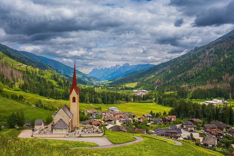 View of the church of Winnebach, San Candido, Val Pusteria, Dolomites, South Tyrol, Italy