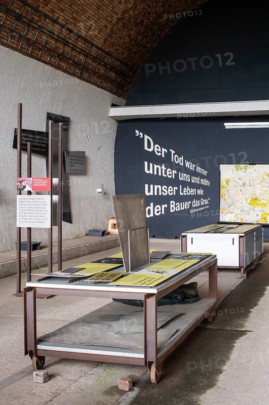 Documentation centre in the old Engelberg tunnel, first motorway tunnel in Germany, 1944 and 1945 production site for wings, Messerschmitt Me 262 fighter aircraft, forced labour, station on the path of remembrance, Leonberg concentration camp memorial, Leonberg, Baden-Württemberg