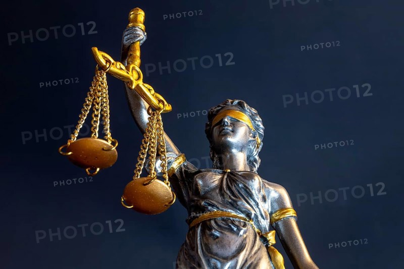 Close-up of a Justitia as a symbol of court judgements, jurisdiction, justice, etc