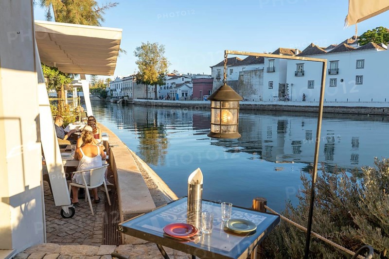 Restaurant Terraze on the Rio Gilão river, in Tavira, old town, in the east of the Algarve, Portugal