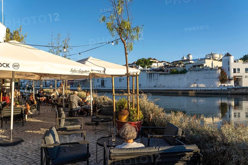 Restaurant Terraze on the Rio Gilão river, in Tavira, old town, in the east of the Algarve, Portugal