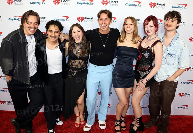 Samuel Donner, Sophia Donner, Angelina White, Riley Wilson, and the Ok Storytime podcast team at the 2025 iHeartRadio Music Festival held at T-Mobile Arena in Las Vegas, USA on September 19-20, 2025, Las Vegas, NV, USA, Las Vegas, Nevada, USA