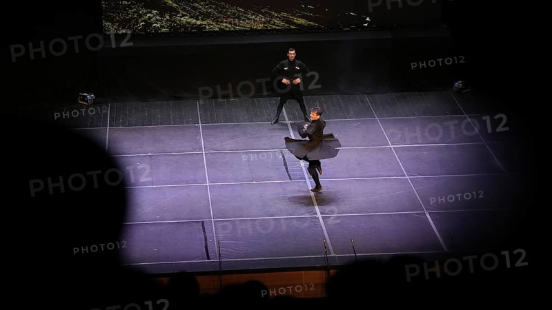 Male dancers from Fire of Anatolia perform the traditional Lezginka dance in Gaziantep, showcasing energetic jumps, fast spins, and powerful gestures. The Caucasian folk dance is widely recognized across Georgia and eastern Türkiye, Gaziantep, Gaziantep, Türkiye