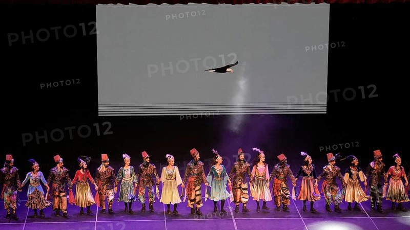 Members of Fire of Anatolia, also known as Anadolu Atesi, bow to the audience after their performance at Gaziantep University. The troupe enjoys worldwide fame and holds Guinness World Records for its achievements, Gaziantep, Gaziantep, Türkiye