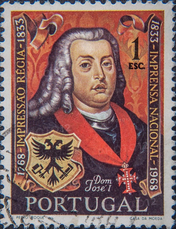 Joseph I or Dom José l of Portugal (1714-1777) was King of Portugal from 1750 to 1777. Portrait on Portuguese postage stamp