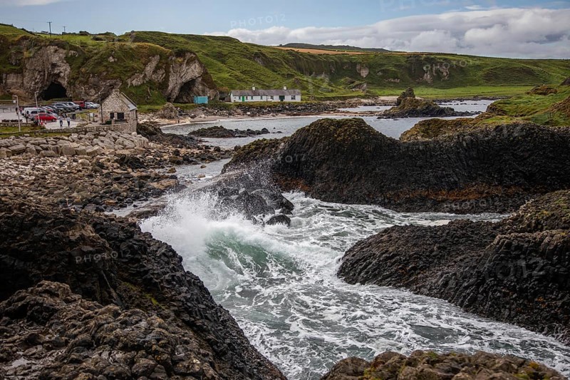 View of fishing harbour, Ballintoy Harbour, Causeway Coastal Route, Antrim, Northern Ireland, Great Britain