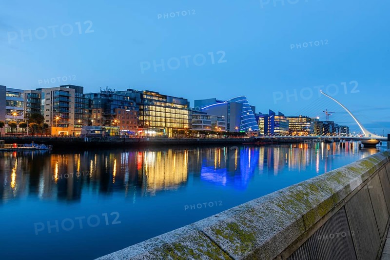View of the River Liffey and houses on the banks, Dublin, Ireland