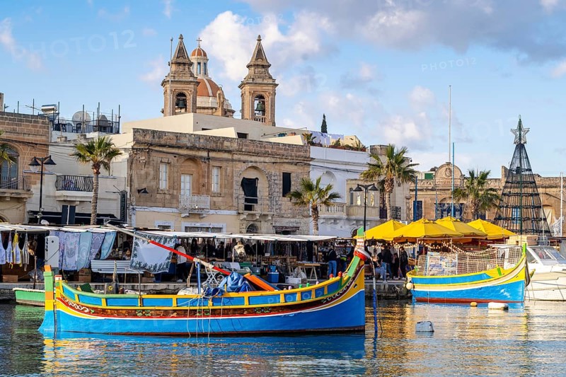 Beautiful view of Marsaxlokk, traditional maltese fisherman village on south of the island, Malta