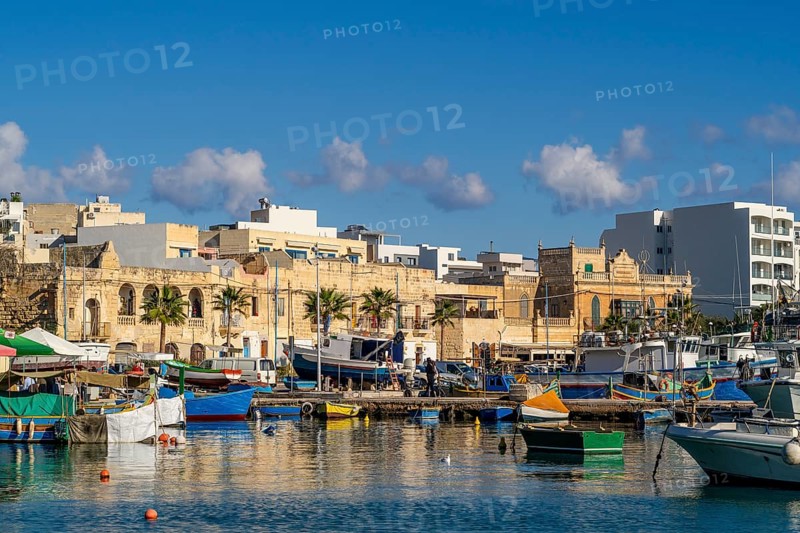 Beautiful view of Marsaxlokk, traditional maltese fisherman village on south of the island, Malta