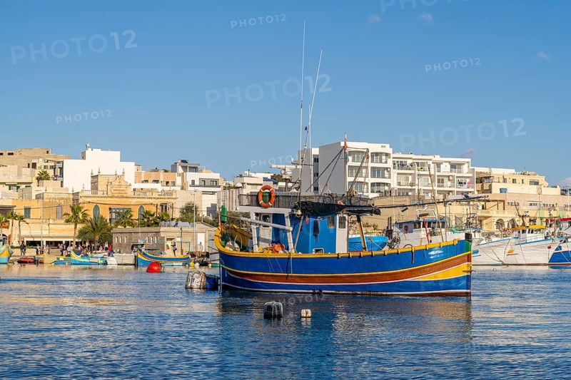 Beautiful view of Marsaxlokk, traditional maltese fisherman village on south of the island, Malta