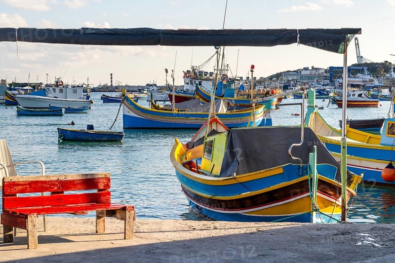 Beautiful view of Marsaxlokk, traditional maltese fisherman village on south of the island, Malta