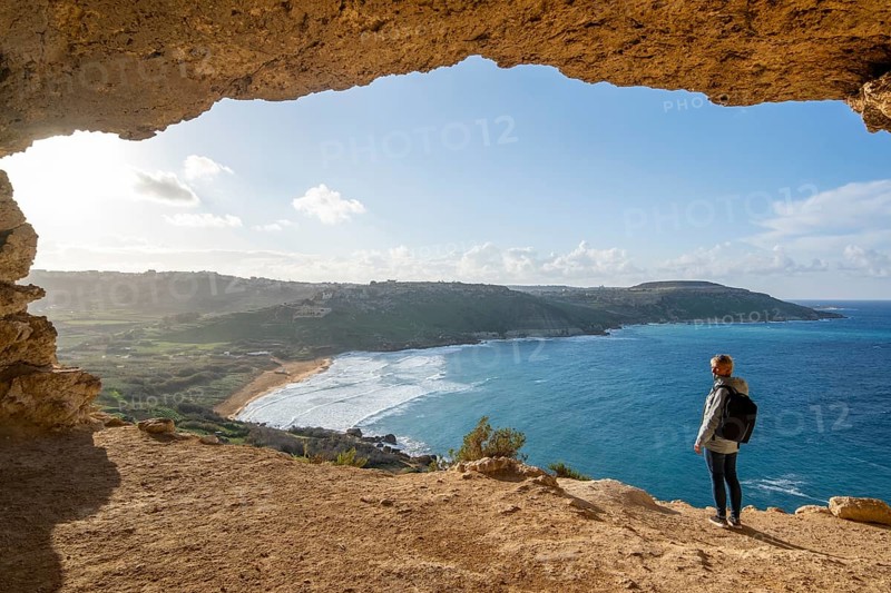Scenic View from Tal-Mixta Cave Overlooking Ramla Bay, Gozo, Malta