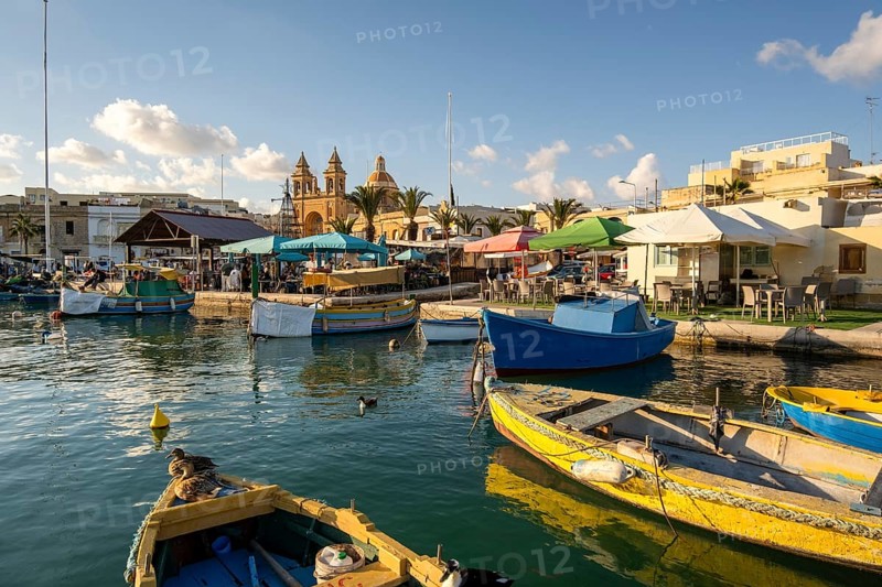 Beautiful view of Marsaxlokk, traditional maltese fisherman village on south of the island, Malta