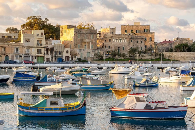 Beautiful view of Marsaxlokk, traditional maltese fisherman village on south of the island, Malta