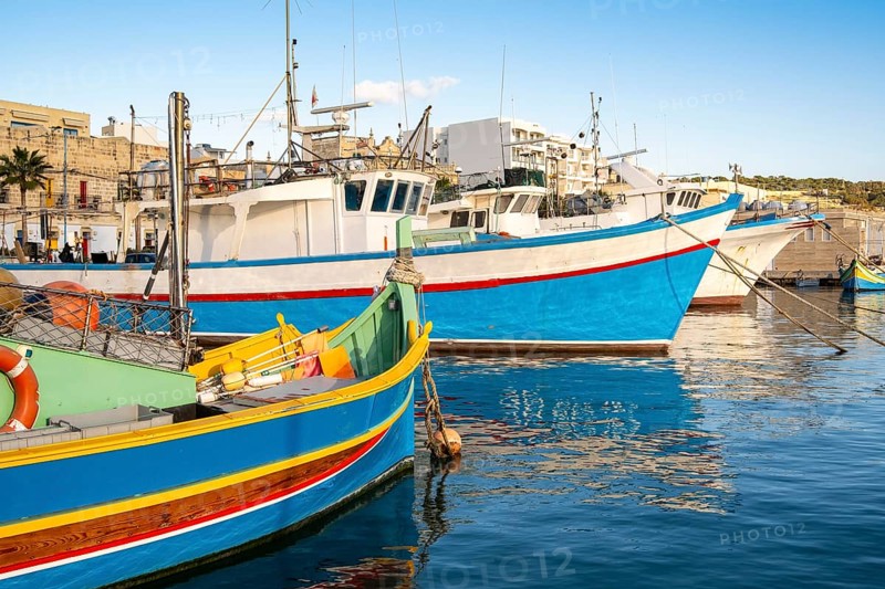 Beautiful view of Marsaxlokk, traditional maltese fisherman village on south of the island, Malta