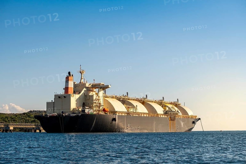 Floating Storage Unit or FSU next to power station by Marsaxlokk, south of Malta