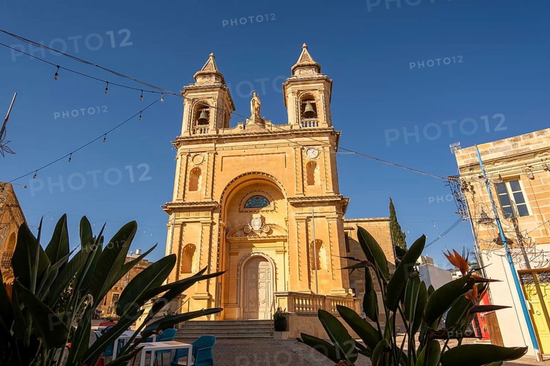Historic Church in Marsaxlokk, Malta on a Sunny Day