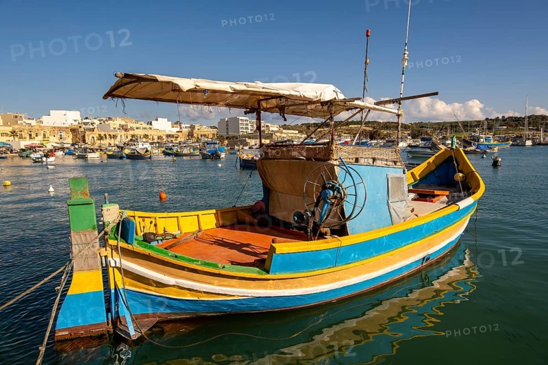 Beautiful view of Marsaxlokk, traditional maltese fisherman village on south of the island, Malta