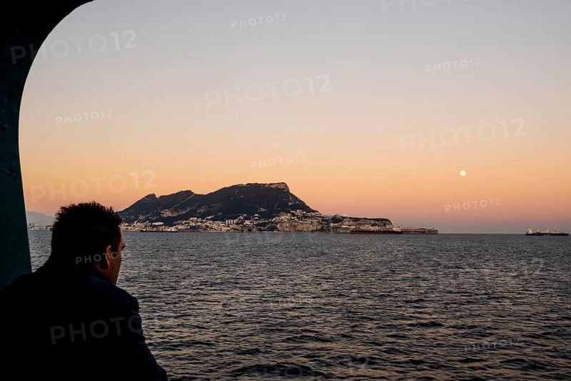Gibraltar, UK - December 26 2023: man looking at the Gibraltar rock