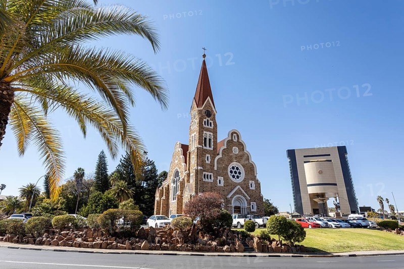 Christuskirche is a historic Lutheran church built between 1907 and 1910 during the German colonial period, Windhoek, Namibia