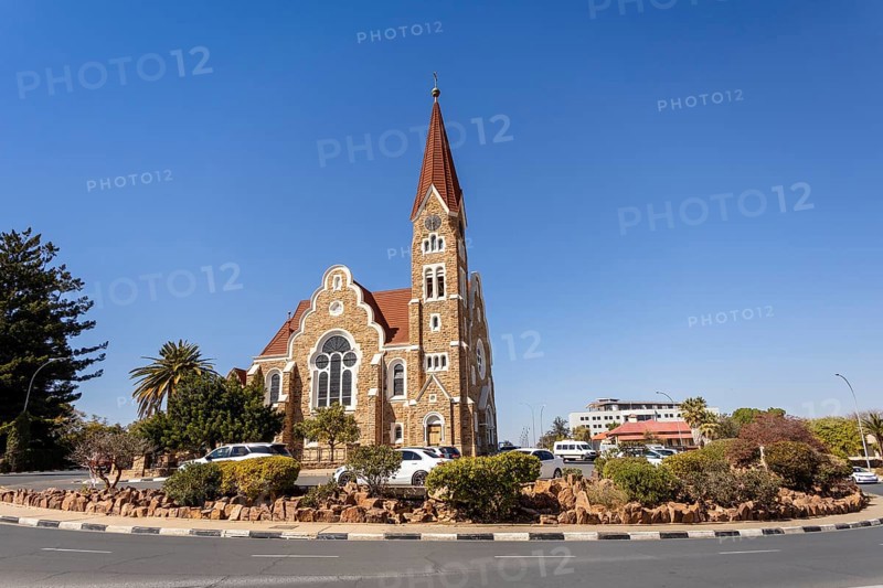 Christuskirche is a historic Lutheran church built between 1907 and 1910 during the German colonial period, Windhoek, Namibia