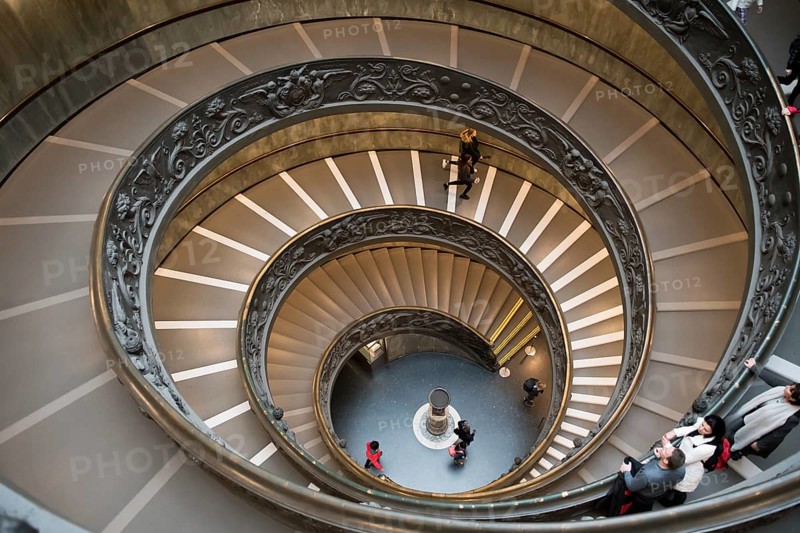 ROME, ITALY, FEBRUARY 02, 2018: View Down The Spiral Staircase of Museum of Vatican