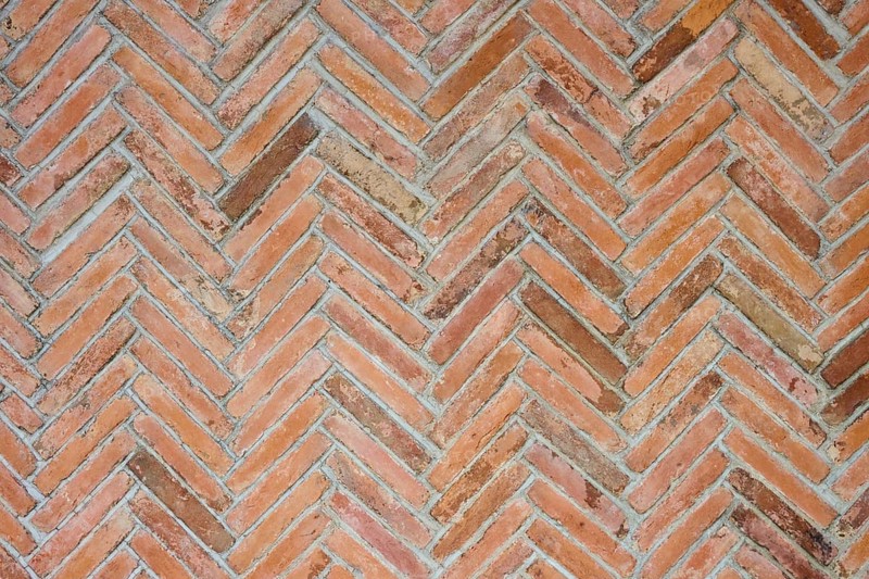 Close-up of a brick wall with a zigzag pattern, Regensburg, Bavaria, Germany