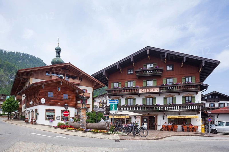 Town hall with catering, Reit im Winkl, Chiemgau, Upper Bavaria, Bavaria, Germany